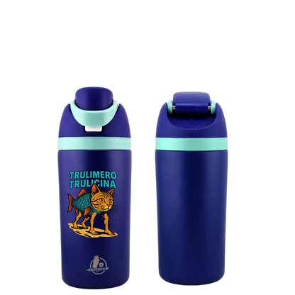 Italian Brainrot Trulimero Trulicina 16 oz Fruit Water Bottle – 2-Way Drink Lid | Pink, White, Blue & Black