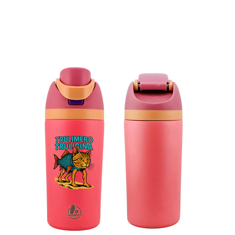 Italian Brainrot Trulimero Trulicina 16 oz Fruit Water Bottle – 2-Way Drink Lid | Pink, White, Blue & Black