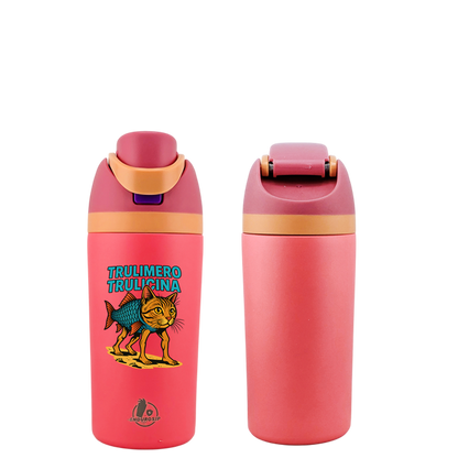 Italian Brainrot Trulimero Trulicina 16 oz Fruit Water Bottle – 2-Way Drink Lid | Pink, White, Blue & Black