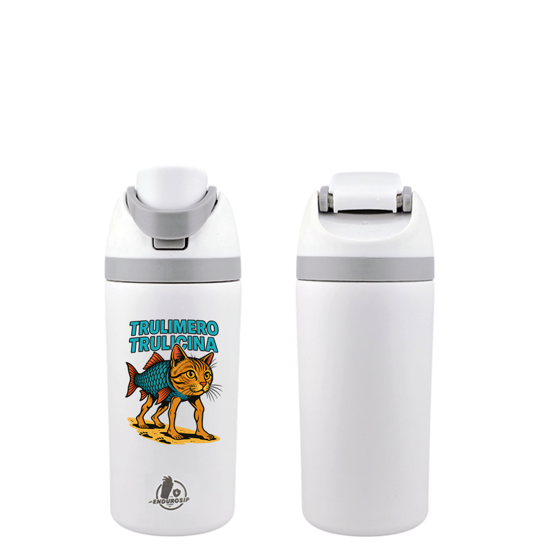 Italian Brainrot Trulimero Trulicina 16 oz Fruit Water Bottle – 2-Way Drink Lid | Pink, White, Blue & Black