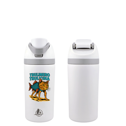 Italian Brainrot Trulimero Trulicina 16 oz Fruit Water Bottle – 2-Way Drink Lid | Pink, White, Blue & Black