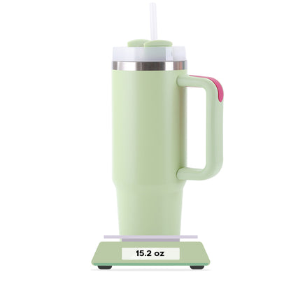 30oz Stainless Steel Tumbler with Handle & Straw – Double Wall, Car Cup Holder Friendly
