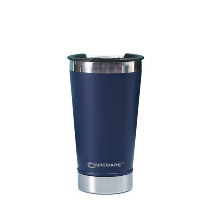16 oz Double Walled Stainless Steel Beer Pint with Bottle Opener Built in